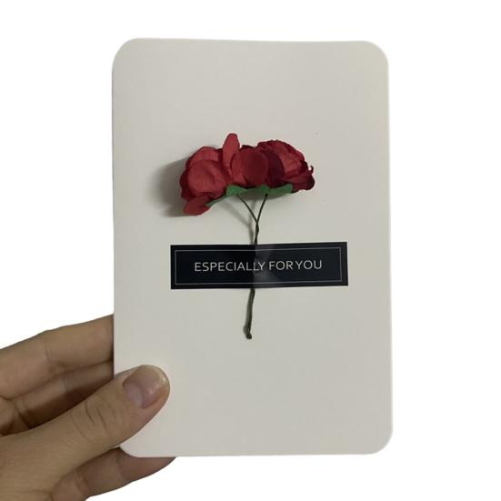 

Artificial Flower Greeting Card with Envelope Creative Birthday Thanksgiving Mother’s Day Card Unique Gift for Loved Ones D білий