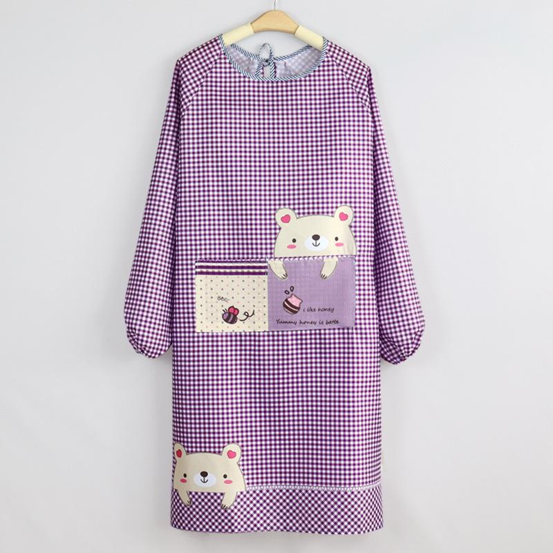 Korean Style Long Sleeve Cooking Smock - Anti-Dirty, Anti-Oil Apron for Adults