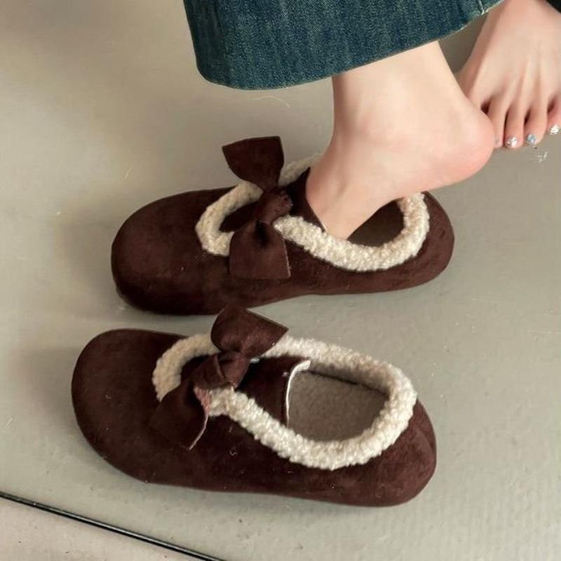 Fashion bow simple women's winter new outer wear warm plush shoes cotton shoes
