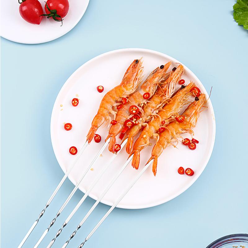 21Pcs/Set Skewers Barbecue Reusable Grill Stainless Steel Shish Kebab BBQ Camping Flat Forks Gadgets Kitchen Accessories Tools