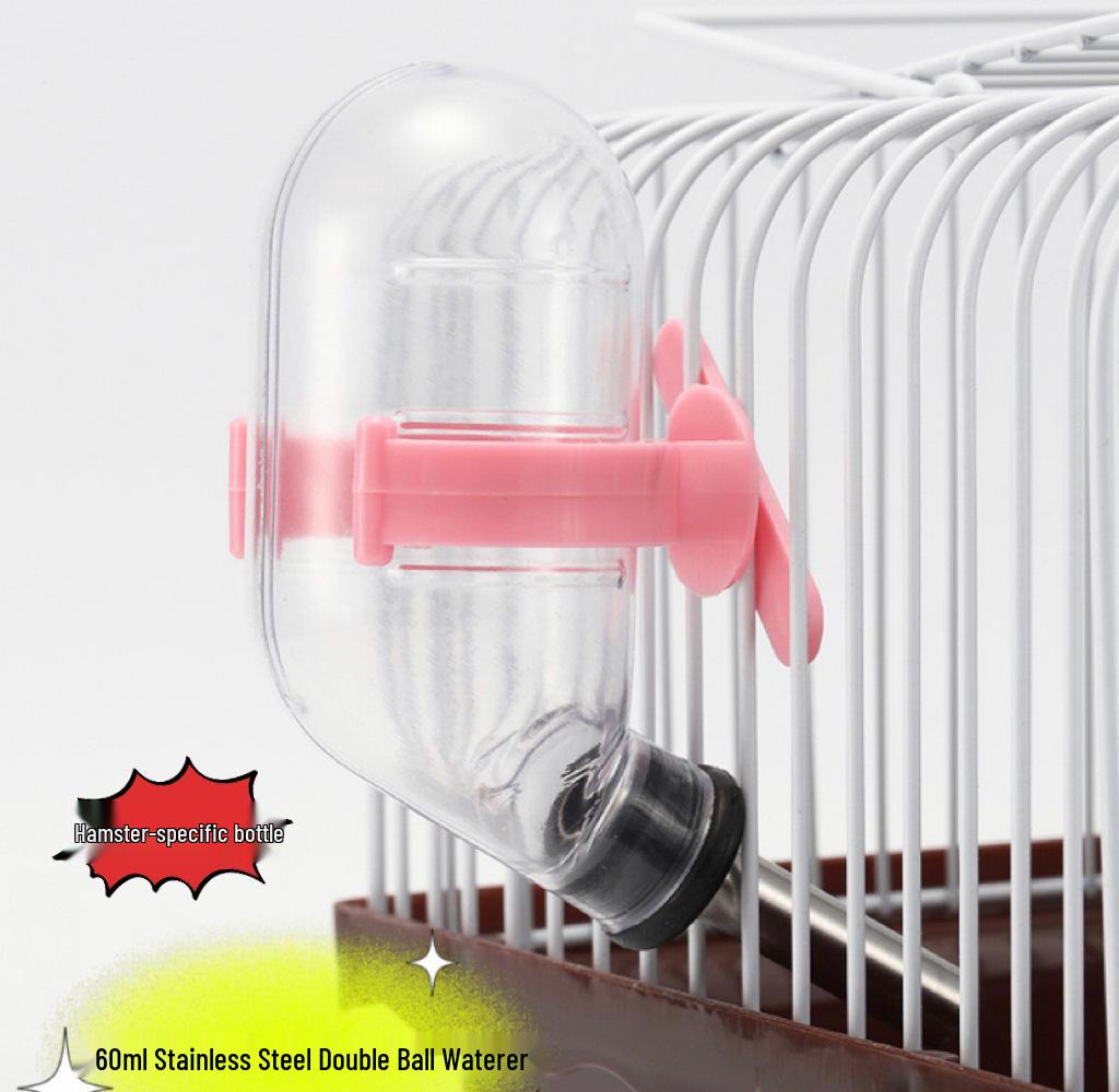 

Large Capacity Water Dispenser for Hamsters, Chinchillas, Guinea Pigs, Squirrels, and Small Rabbits with Roller Ball Design. 60ml stainless steel head синій