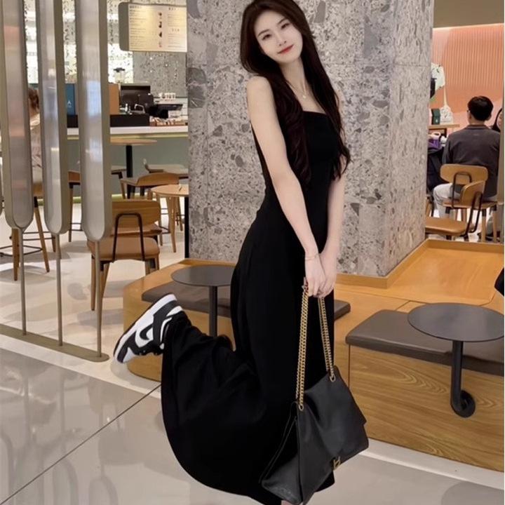 Blue suspender dress children's summer new French feeling seaside vacation sleeveless vest long dress