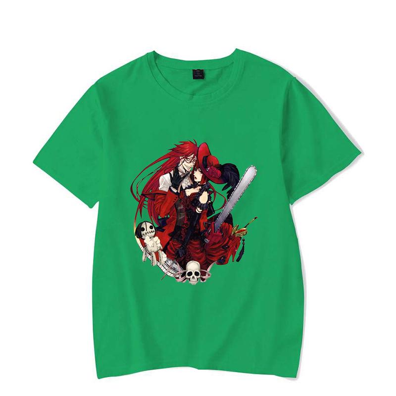 

Горячие Унисекс Футболки с Коротким Рукавом и Принтом Аниме «Темный Дворецкий» Грелль Сатклифф Женские Повседневные Топы в Стиле Харадзюку Смешная Футболка 4XL