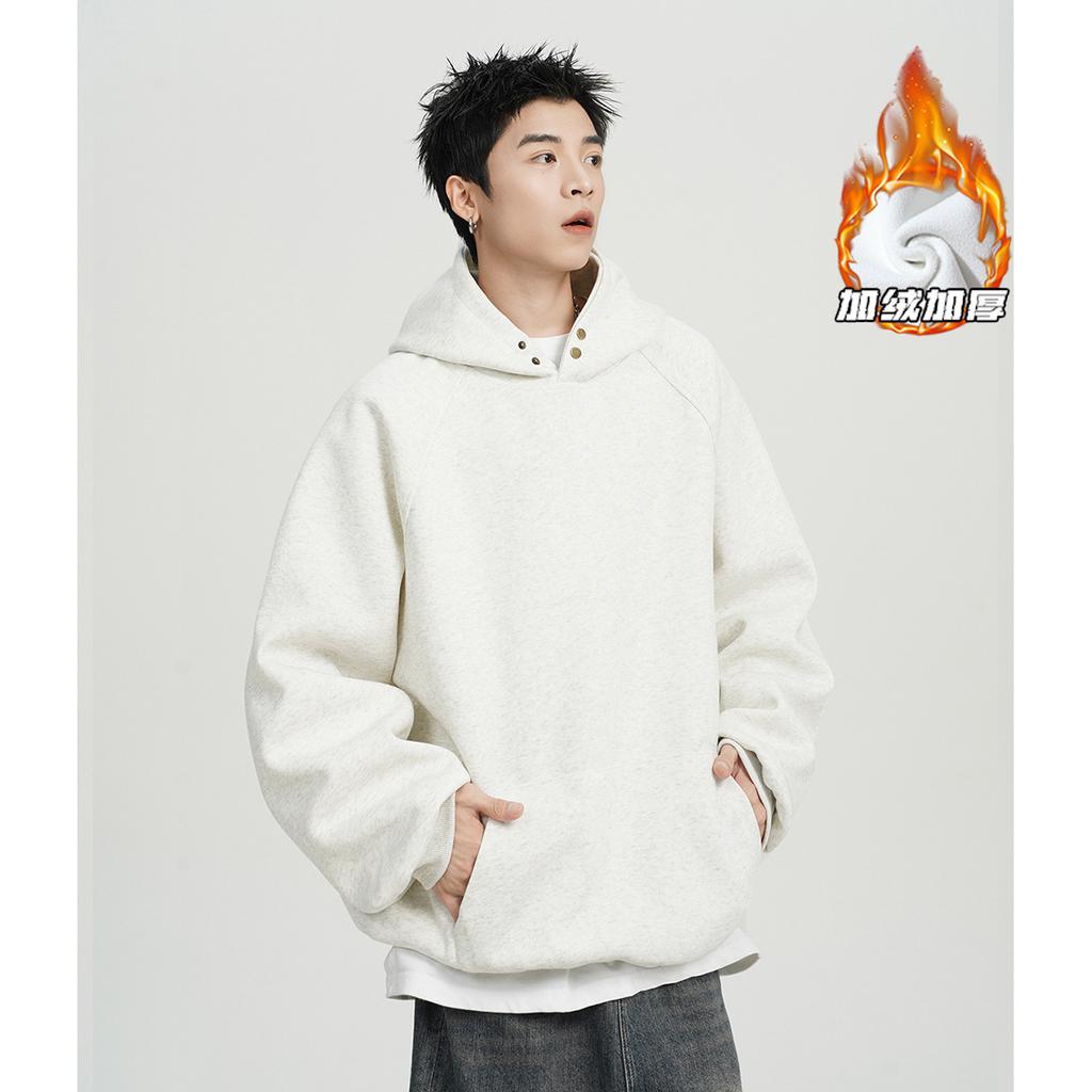 Men's Hooded Sweatshirt, Loose and Casual, Fashionable and Stylish, Solid Color, Versatile, Buttoned Hoodie Jacket
