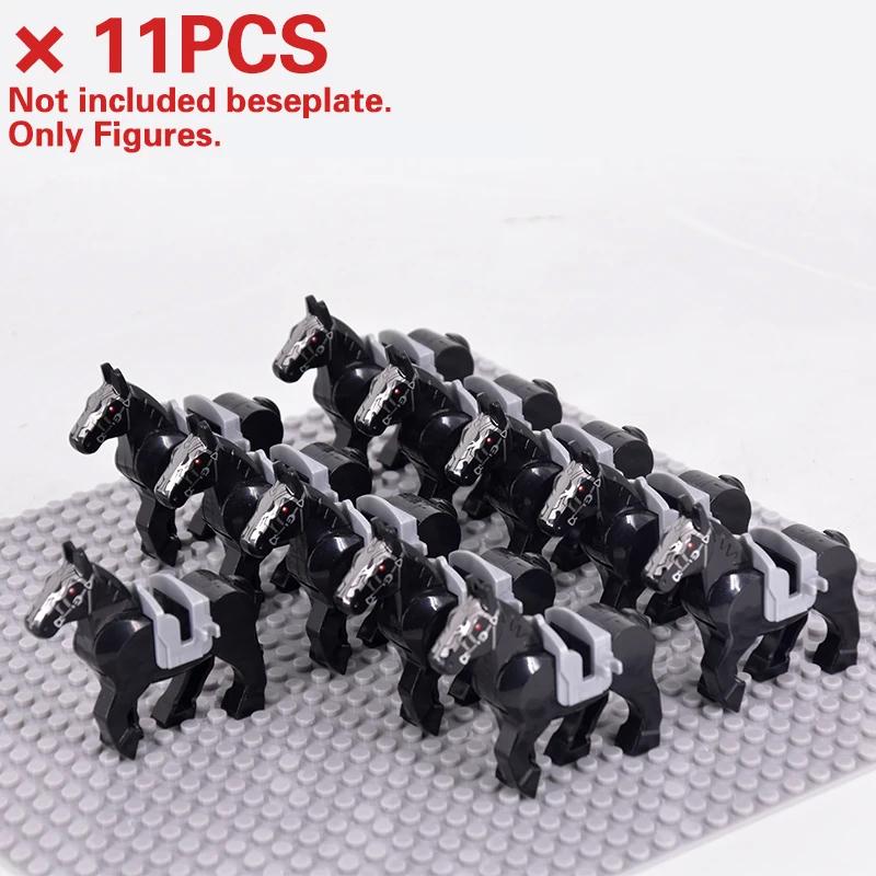 Medieval Military Sets Cavalry Figures War Horse Animals Building Blocks Parts Knight Weapons Accessories Toys for Kids Gifts