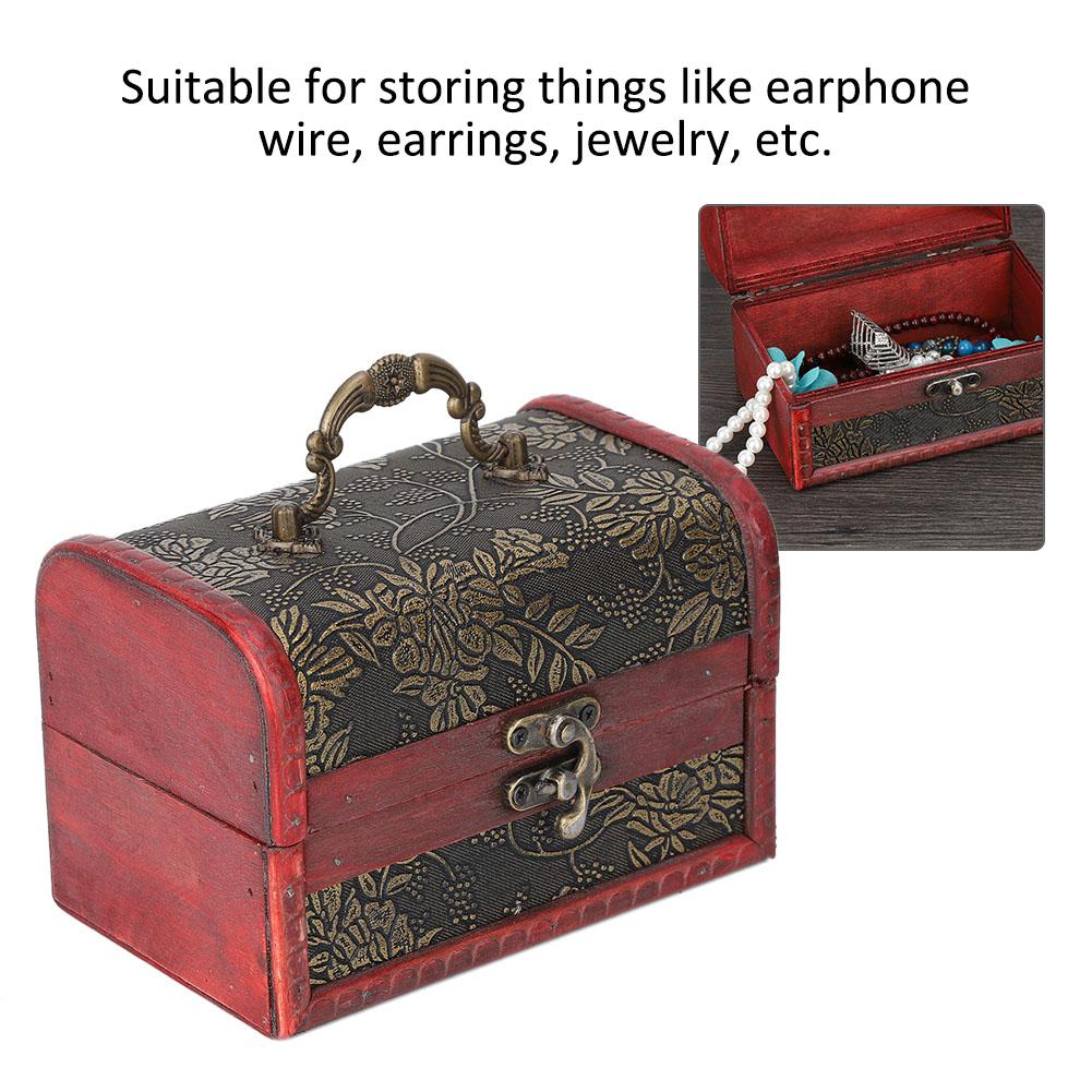 Vintage Square Jewelry Storage Box Handmade Wooden Decorative Display Case