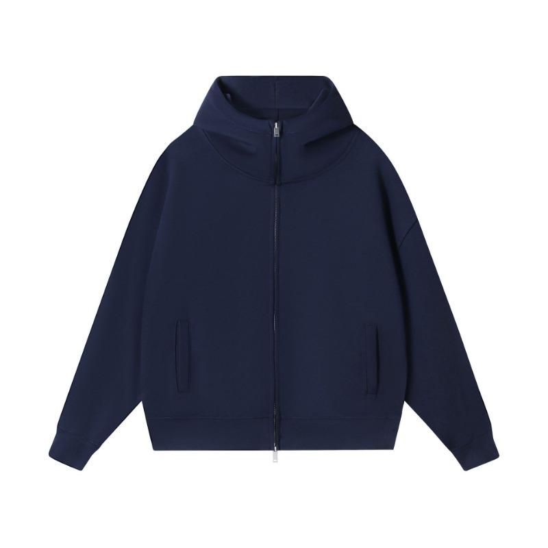 New Turtleneck Solid Color Hooded Zipper Sweater Men's Autumn and Winter Big Fur Ring Loose Casual Hoodie