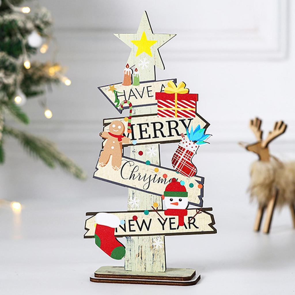 Wood Christmas Tree Decoration Wooden Christmas Tabletop Decor Centerpiece Table Centerpiece Scene Accessories For Mantle