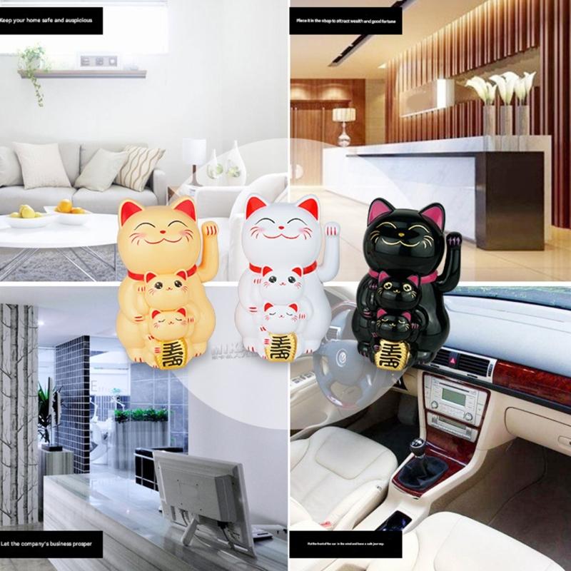 Lucky Cats Waving Arm Set,Solars Fortune Cats Statue Decoration Fengshui Ornament for Car Home,Office Restaurants Decors