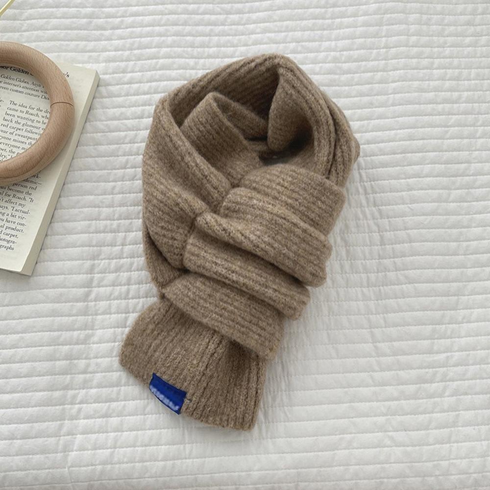 Solid Color Y2K Knitted Scarf Thicken Cross Woolen Scarf Fashion Winter Warm Scarf  Unisex