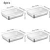 Stainless Steel Food Containers Rectangle Food Storage Box Set of 4 Leak Proof Clear Plastic Lid Airtight Meat Storage Container
