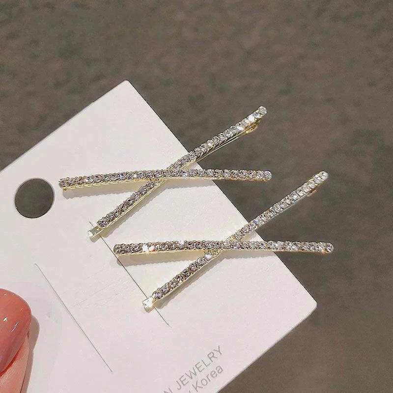 2Pcs Cross Hair Clips X Hair Clips Hair Clips Simple Side Clips Bridal Headwear Fashion Hair Accessories For Girls