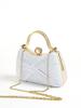 Glitter Ruched Evening Bag For Women, Faux Pearl Decor Clutch Purse