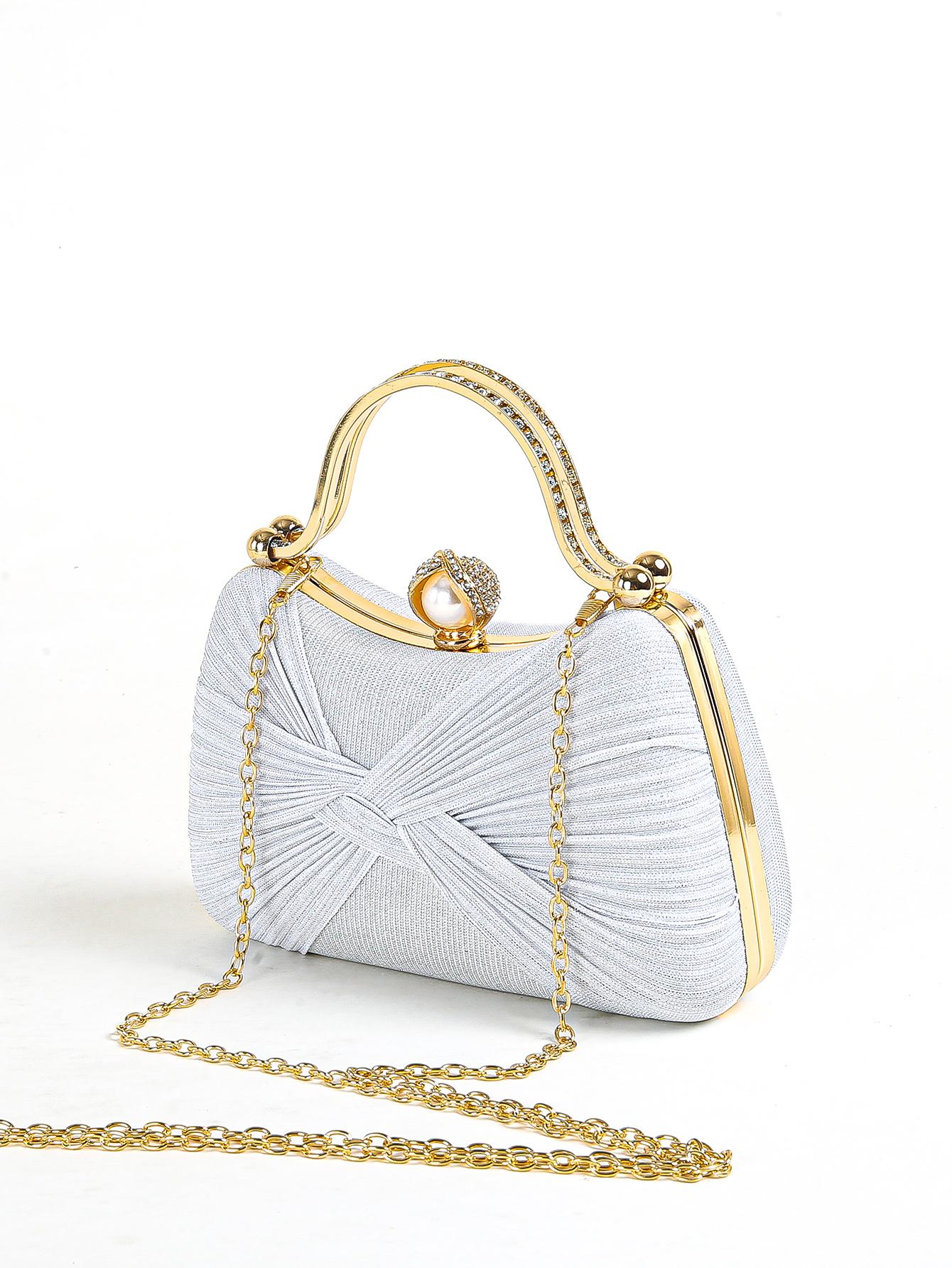 Вечерняя сумка с рюшами и блестками для женщин, Клатч с декором из искусственного жемчуга