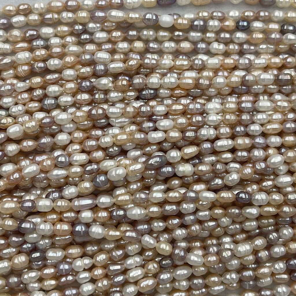 5-6mm Multicolor Rice Natural Freshwater Pearl Strand 36cm Loose Beads for DIY Necklace Jewelry Making