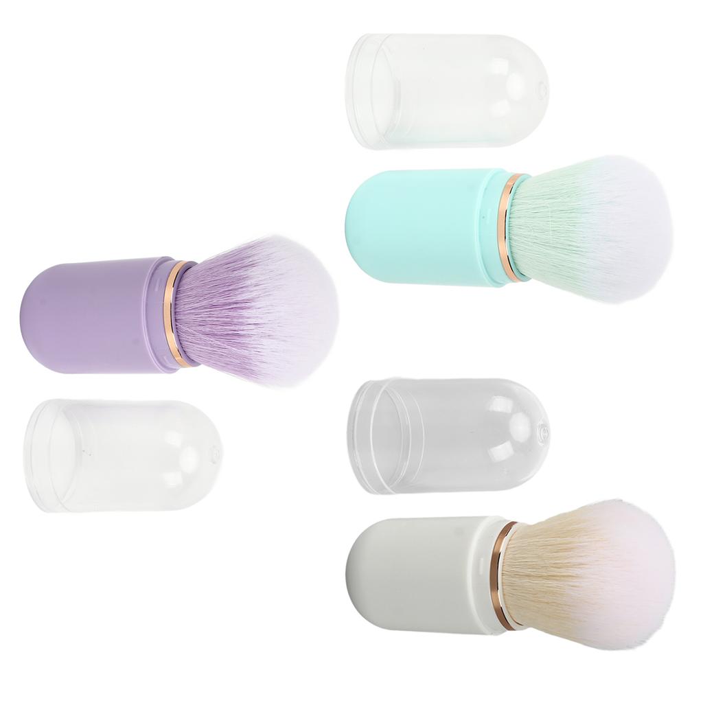 3pcs Nail Dust Cleansing Brush Soft Hair Comfortable Grip Loose Powder Brush with Cover White Purple Green