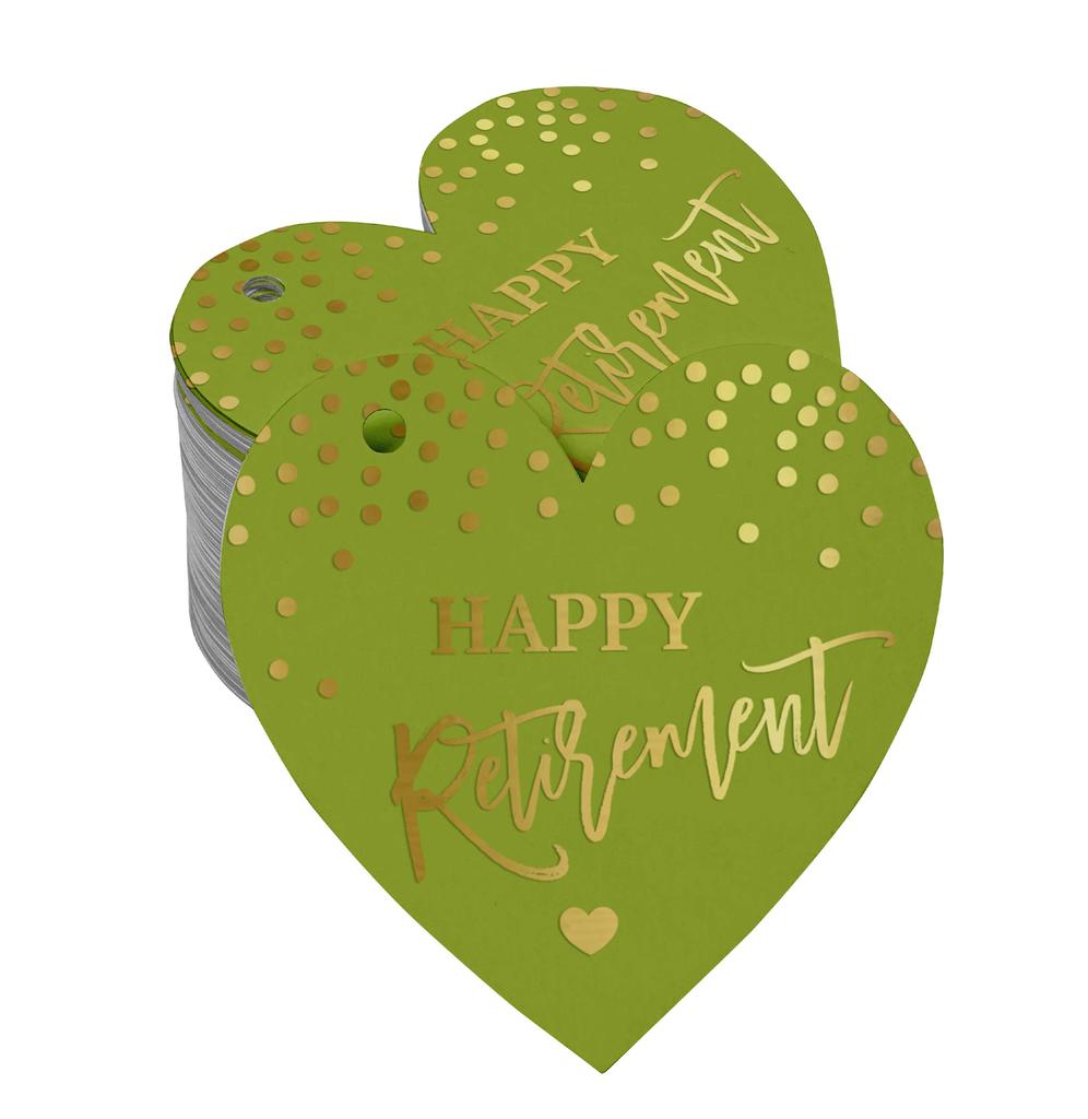 Inkdotpot Silver Foil Paper Hang Tag Happy Retirement Favor Tag 100 Pieces