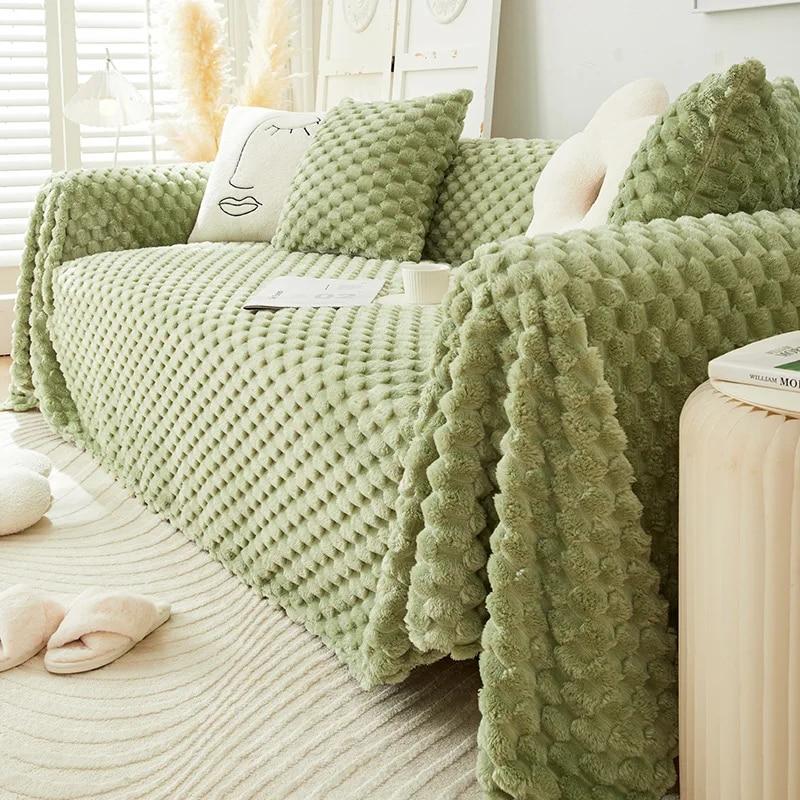 Modern Simple Solid Color Sofa Throw Cover, Universal Non-slip Sofa Towel, Nordic Dust, Anti-Scratch Protection Blanket