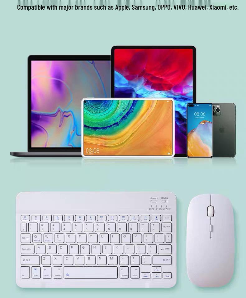 Wireless Bluetooth Keyboard and Mouse Set for Mobile Phones, Tablets, iPad, Apple, Huawei - Includes Taiwan Zhuyin and Traditional Cangjie Layouts.