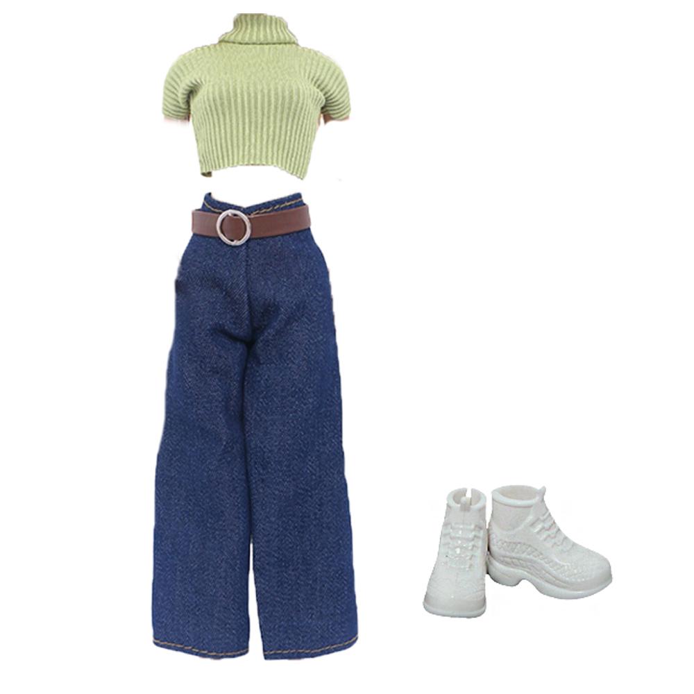Fashion Doll Dress for Barbie Doll 11.5'' Girl Doll Outfit Tops and Pants with High Heels Shoes Boots Kids Play Gift Accessories Toy