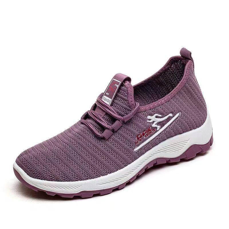 New Men's and Women's Couple Sneakers, Soft-soled Fly-woven Single Shoes, Comfortable and Lightweight Running Shoes with Laces