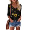 Women's V Neck 3/4 Sleeve Tops Casual T Shirts Basic Summer Tees Loose Fit Fall Pullover Tunic