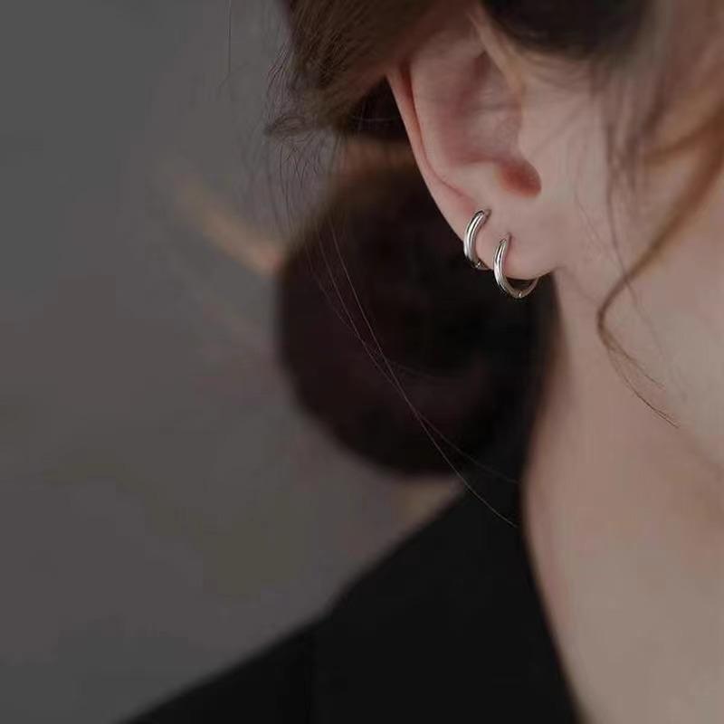 Stainless Steel Electroplated European & American Fashion Round Wire Earrings