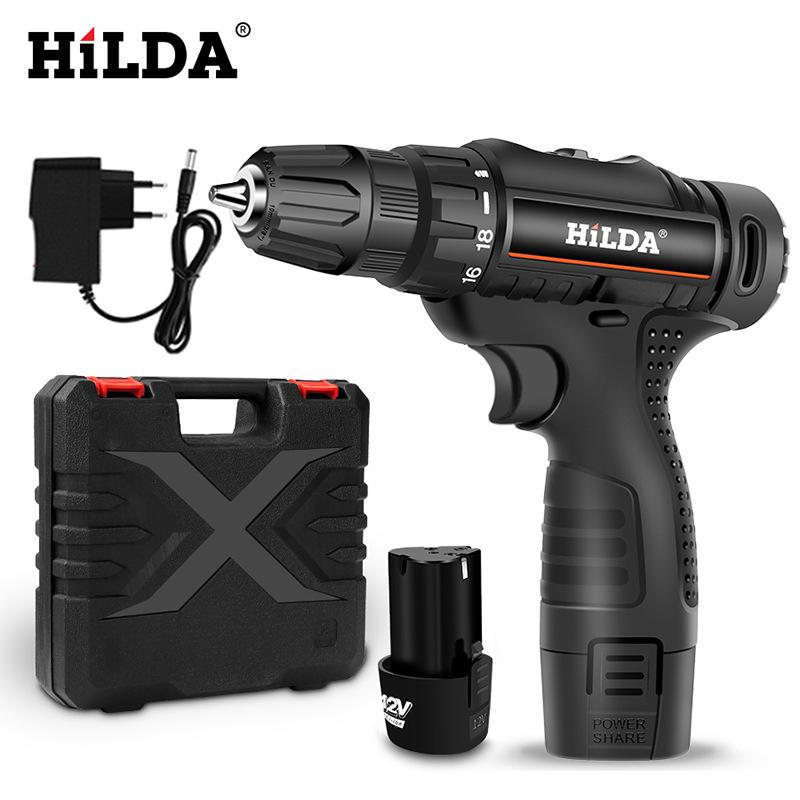 HILDA 12V Cordless Electric Drill & Screwdriver - Lithium Impact Hand Tool for Home