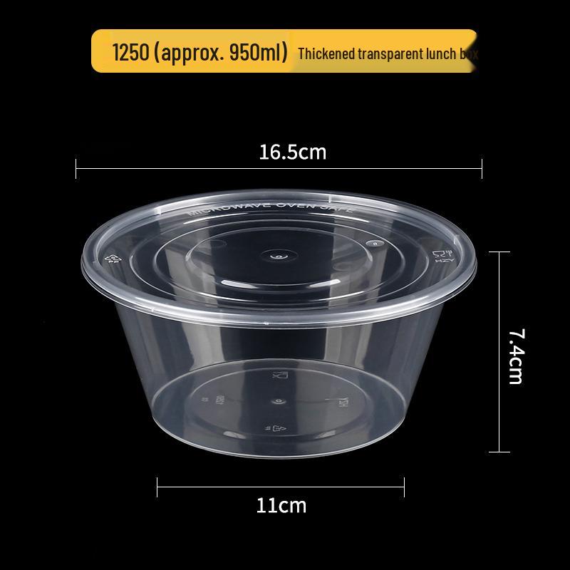 Disposable Transparent Food-Grade Round Takeaway Box for Salad, Bento, or Rice - High Temperature Resistant