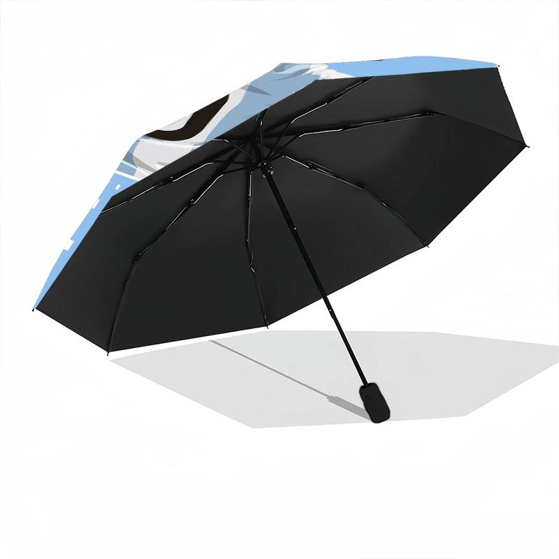 1 PC Automatic Folding Umbrella - Messi Pattern Portable Foldable Design With 8 Ribs Christmas Birthday Gifts