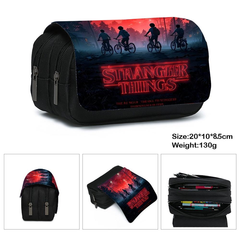 Stranger Things 5 Pencil Case, Large Capacity Multi-Layer Storage, Wear-Resistant Oxford Cloth Student Stationery Bag