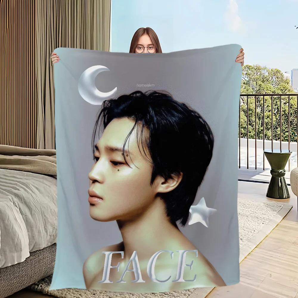Blanket Flannel singer warm comfort soft plush blanket for J-Jimin sofa idol living room Kpop office bedroom travel gift