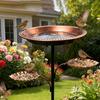 Metal Bird Bath for Outside 5 Pronged Base Birdbath with Stake Vintage Freestanding Feeder Bowl for Garden Patio Yard Lawn Decor