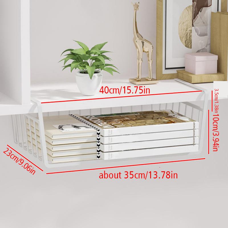 Metal Organizer Shelf Large Capacity Desk Cabinet Storage Rack Under Table Hanging Mesh Basket Organizer Kitchen Home Supplies