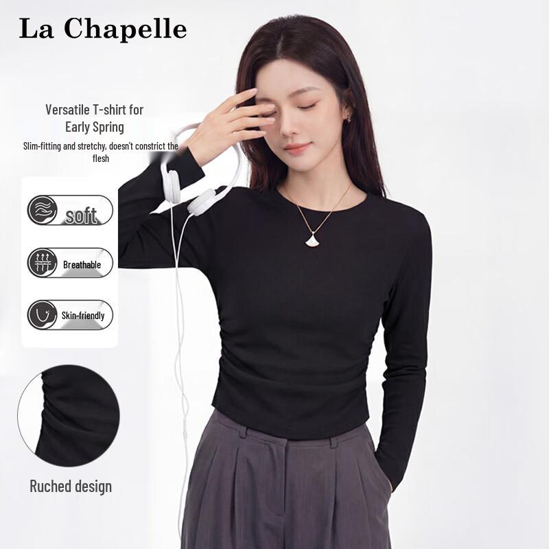 

La Chapelle Women s Solid Long-Sleeve Slim Cropped T-Shirt S