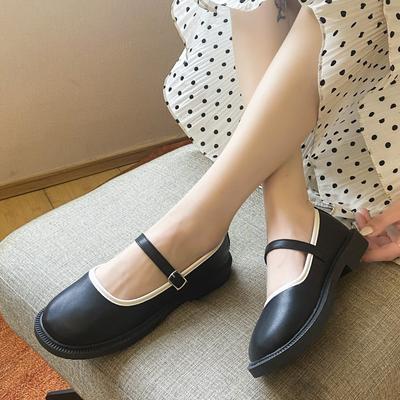 Women 'S Round Toe Lolita Flat Mary Janes Shoes Ladies Solid Color Platform Japanese Casual Shallow Mouth Single Shoes