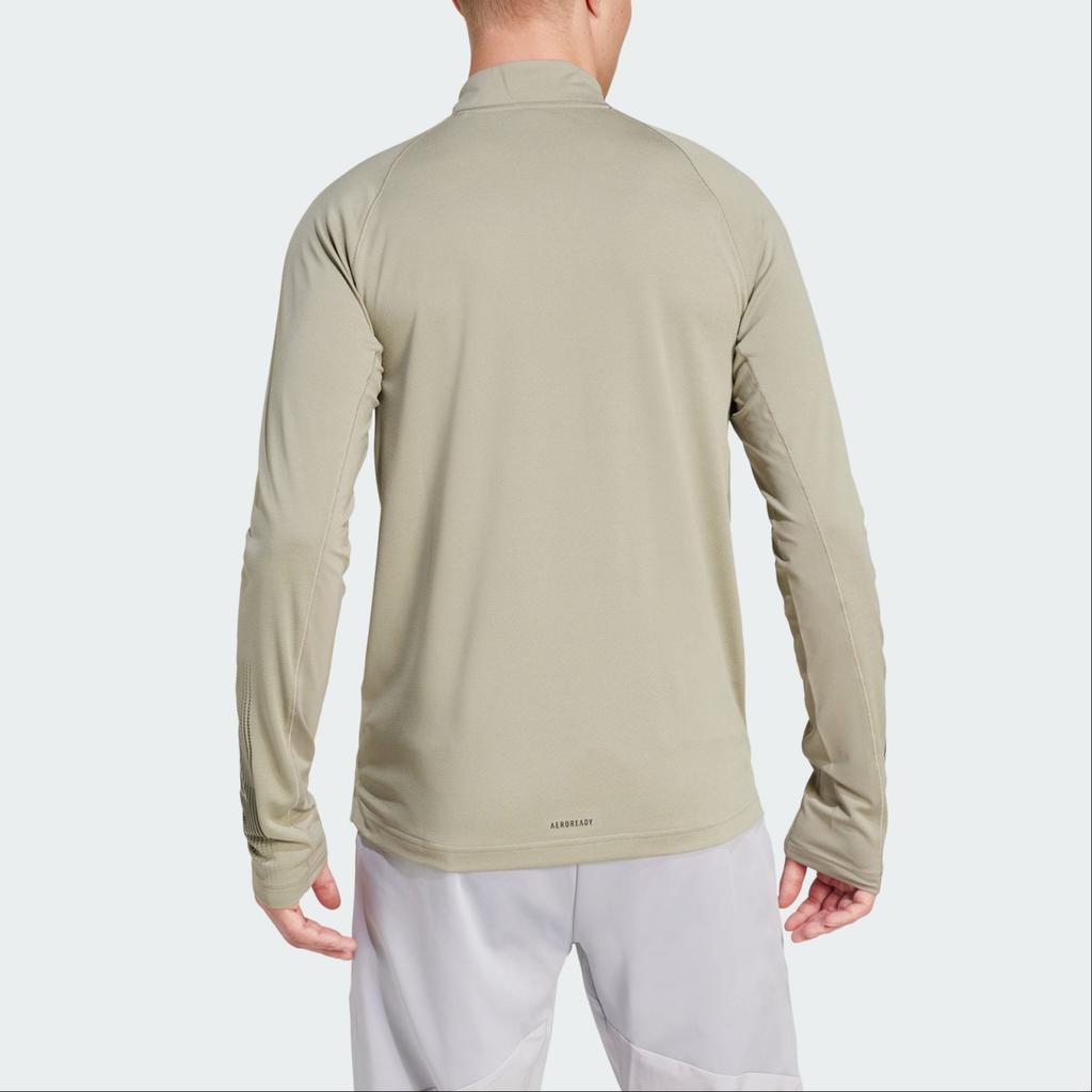 Adidas Gym+AEROREADY BRANDLOVE 1/4 ZIP SHIRT T Shirt Men's Olive Green IW5876