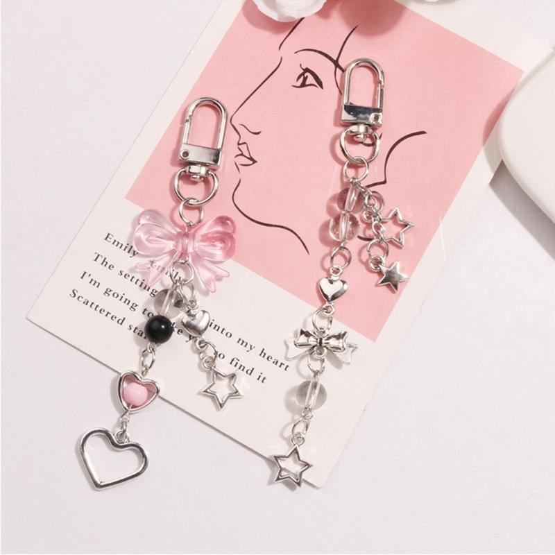 Eye Catching Heart Bear Key Chain Pendant Butterfly Knot Key Rings for Phones
