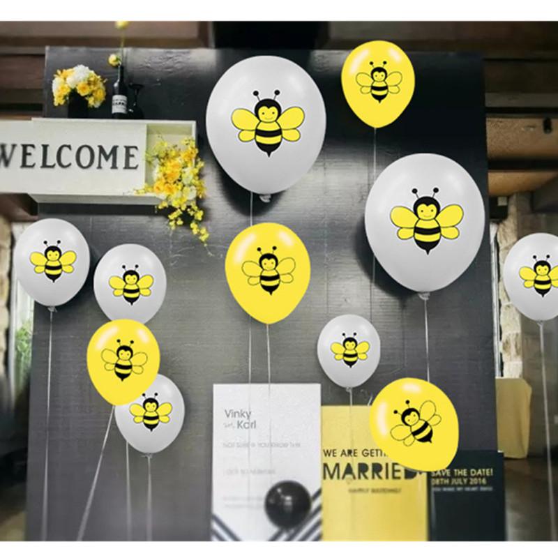 10 Pcs 12-inch Latex  Balloon Cartoon Animal Bee Pattern Baby Birthday Weddings Bee Festival Events