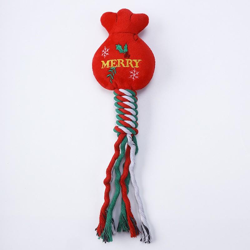 Pet Supplies Dog Toys Grinding Teeth Bite-resistant Knot Cotton Rope Toys Cute Christmas Cartoons Self-Hi Toys