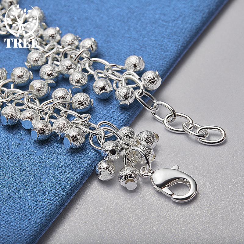 925 Sterling Silver Frosted Matte Grape Beads Chain Bracelet Jewelry