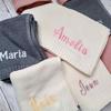 Personalized Kid Name Baby Blanket Embroidered New Born Baby Blanket Stroller Swaddles Breathable Cotton Knitted Blanket Bedding