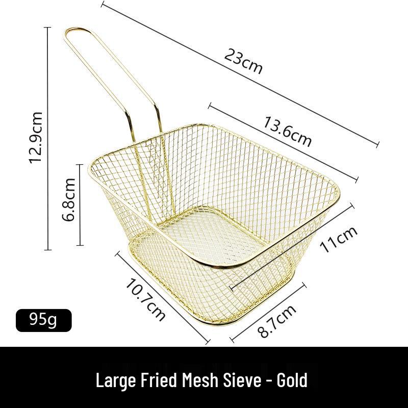 Square Mesh Deep Frying Basket and Filter Screen for French Fries and Chicken Wings