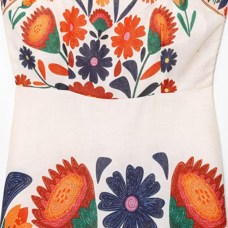 Kaslead New Arrival Women's Fashion Style Fashion Minimalist Vacation Style Positioning Print Suspender Skirt