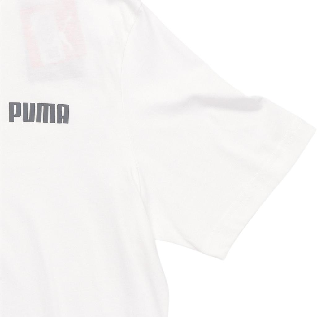 Puma Letter Print Crew Neck Straight Casual Short Sleeve T-Shirt Men Tops White 671260-02