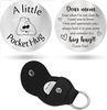 Cross Car Key Inspirational Decision Coin Leather Keychain with Stainless Steel Engraved Double-Sided Round Charm Gift