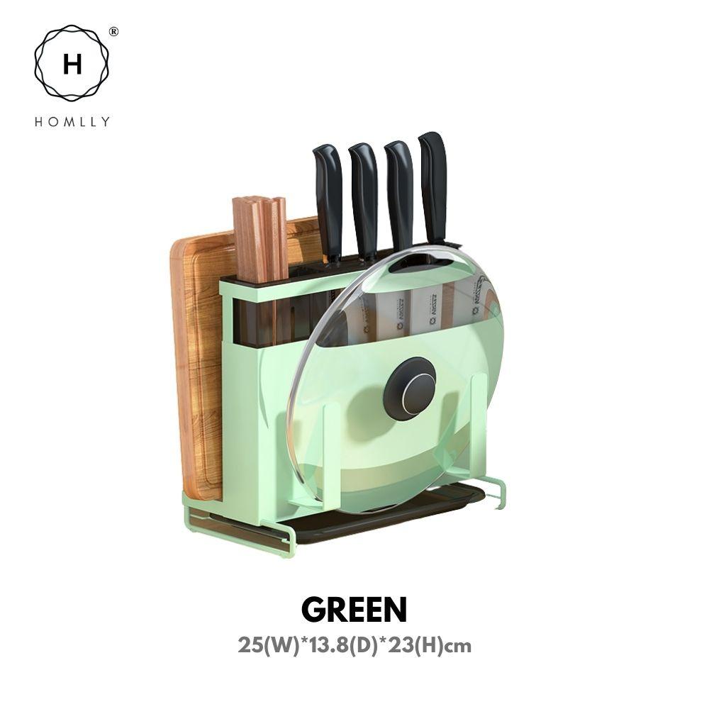 Homlly 4 in 1 kitchen Countertop Knife Block Cutlery Board Lid Organizer Rack
