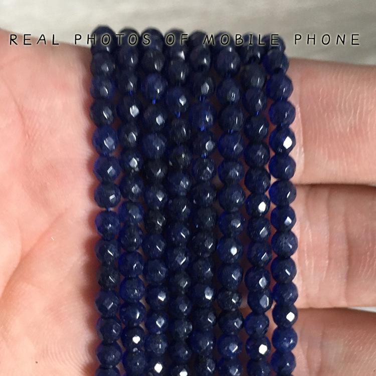 4mm Natural Lapis Lazuli Blue & White Faceted Stone Beads for DIY Jewelry Accessories