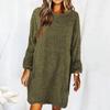 Fashion Women's Solid Color Round Neck Long Sleeve Loose Plush Dress Sweater Dress