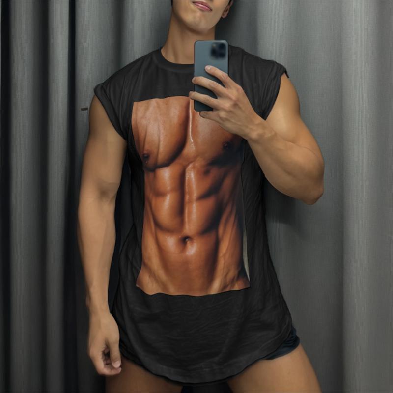 INCERUN Men Sleeveless 3D Print Casual Loose Long Tank Tops